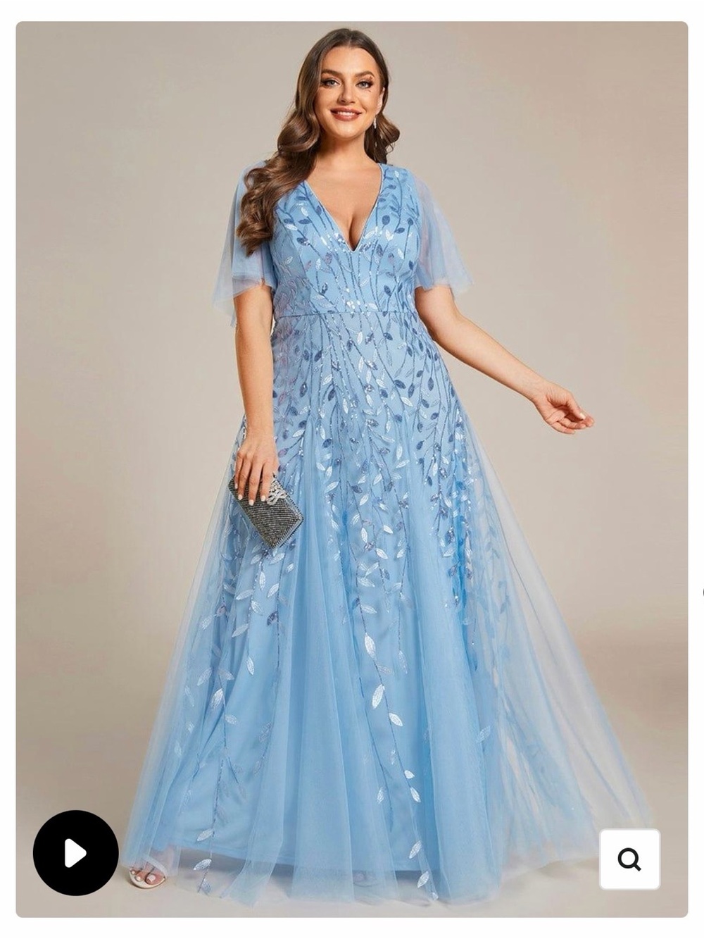 NWT Ever Pretty Sky Blue pretty Astral floor length formal evening gown, Sz 18